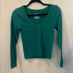 No Boundaries Green Fitted Long Sleeve Blouse
